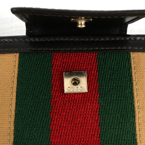 Gucci Wallet Clutch Womens Brown Canvas Leather Trim Lined Snap Pockets Dust Bag - Picture 7 of 14